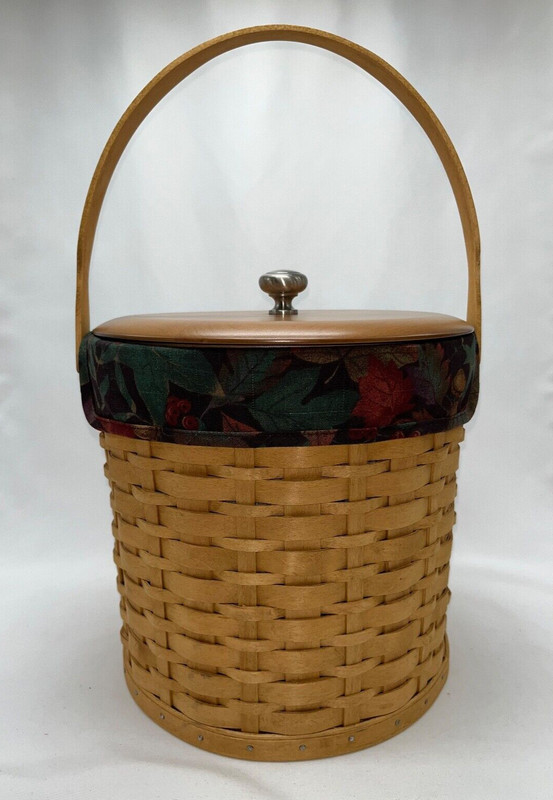 Longaberger Ice Bucket Basket Set Lid Insert Protector Falling Leaves Liner 2003