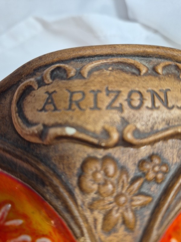 Vtg Treasure Craft Ceramic Red Butterfly Ashtray Trinket Dish Spoon ARIZONA USA gallery