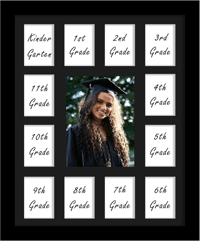 12x16 School Year Picture Frame K-12 Displays One 5x7 Photo and Twelve 2.5x3....