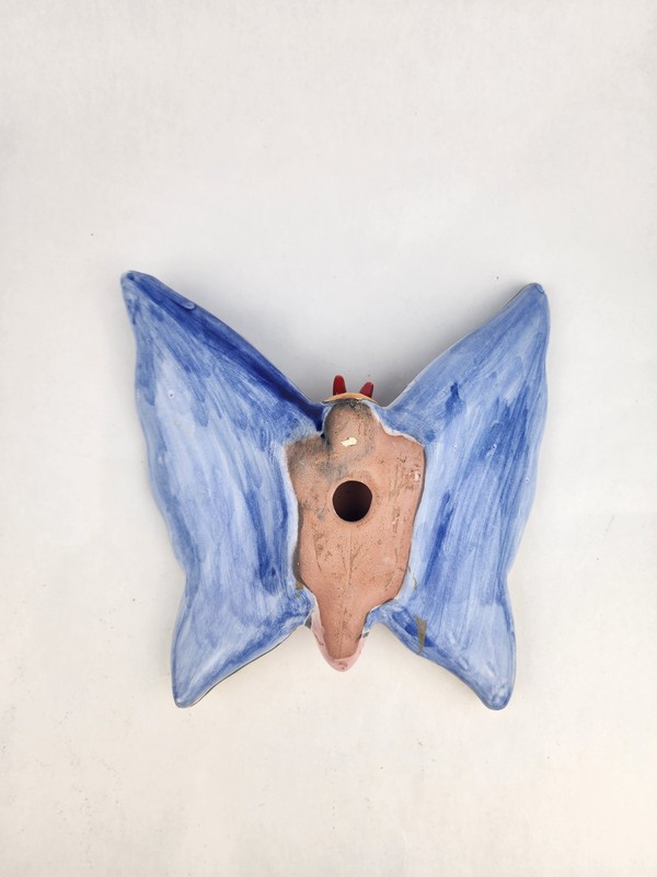 Sky Blue & Yellow Talavera Style Butterfly Handcrafted Mexican Folk Art Décor gallery