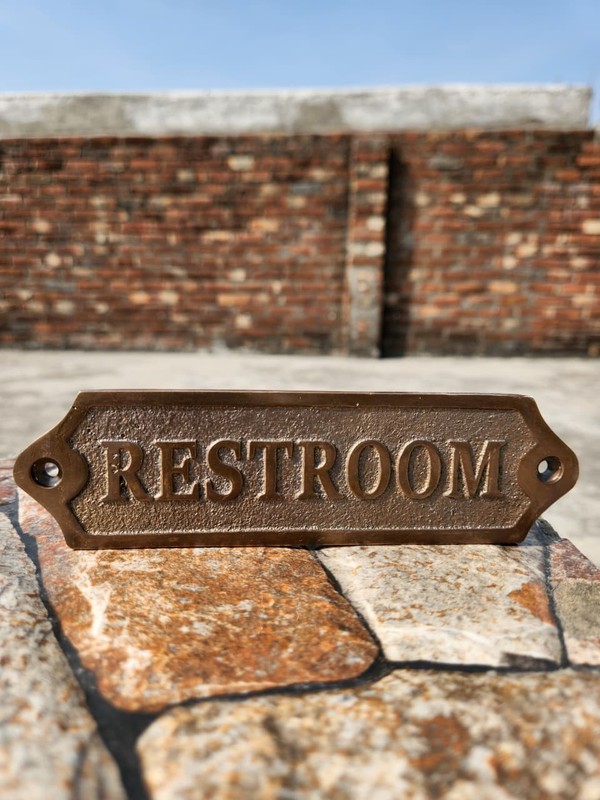 Restroom Door Sign Metal Bathroom Name Plate Toilet Washroom Wall Plaque