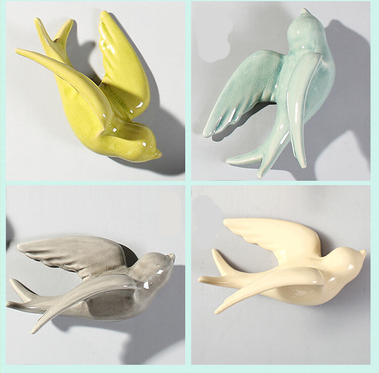 1PCS Ceramic Wall Hanging Birds Simulation Swallows Decor Flying Bird Ornament gallery