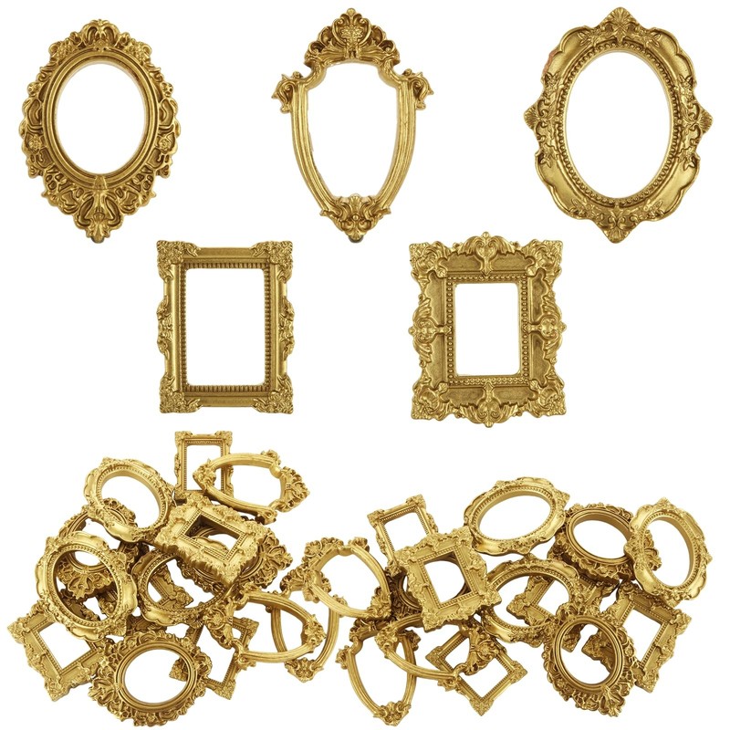 75 PCS Mini Gold Frames, Miniature Picture Frames, Vintage Mini Frames 2×3 In…
