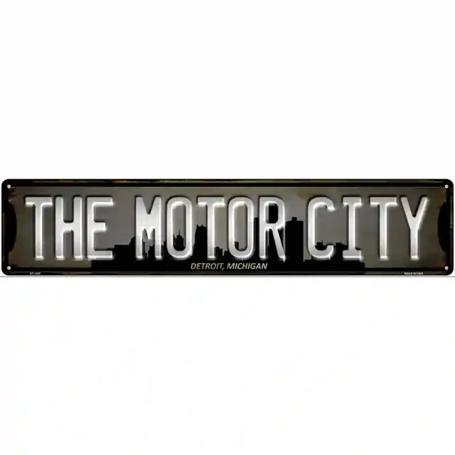 Detroit Michigan The Motor City 3″x12″ street sign plaque Home Door Garage Wall