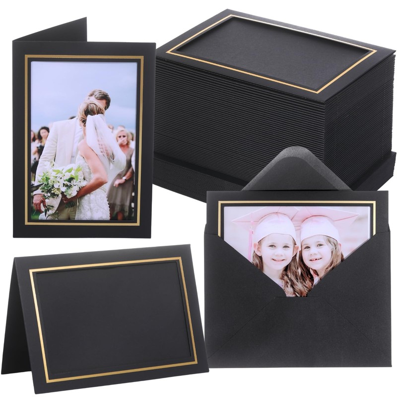 50 Pack Photo Frame Cards with Self Seal Envelopes 4×6 Paper Picture Frame Bu…