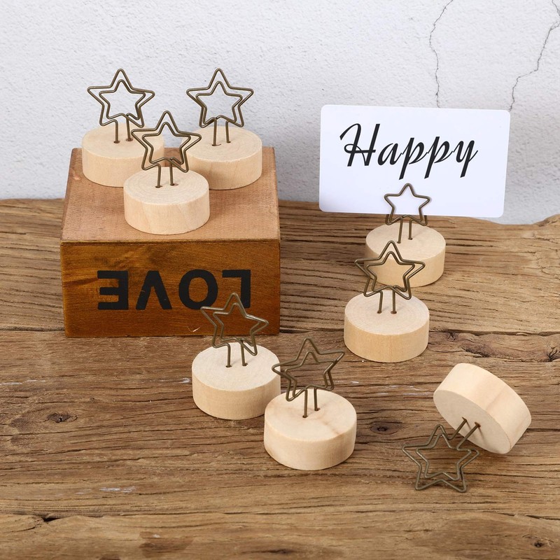 15 Pack Wooden Base Place Card Holders Rustic Iron Wire Picture Picks Clip Ho... gallery