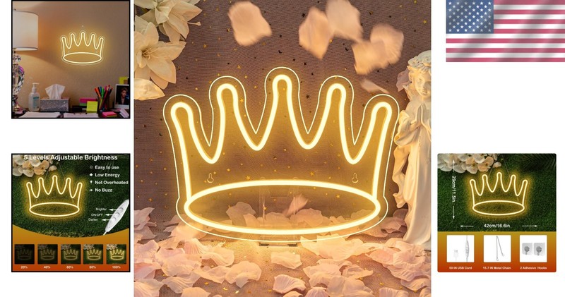 Stylish Crown Neon Light - Large 14'' Wall Art for Bedrooms & Celebrations gallery
