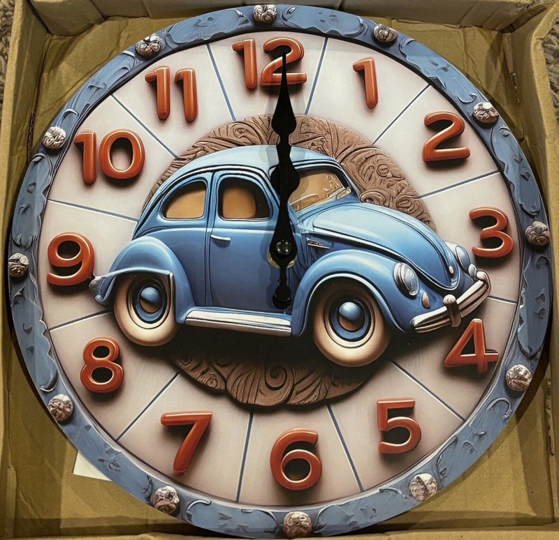 Hippie Bug Car Peace And Love Wall Clock 10×10 Inch Diameter 2D Flat Printing