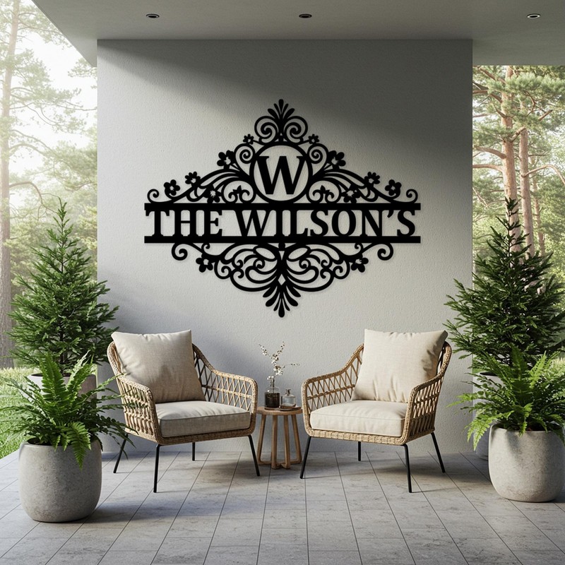 Custom Last Name Metal Sign Personalized Family Monogram Patio Outdoor Art Decor gallery