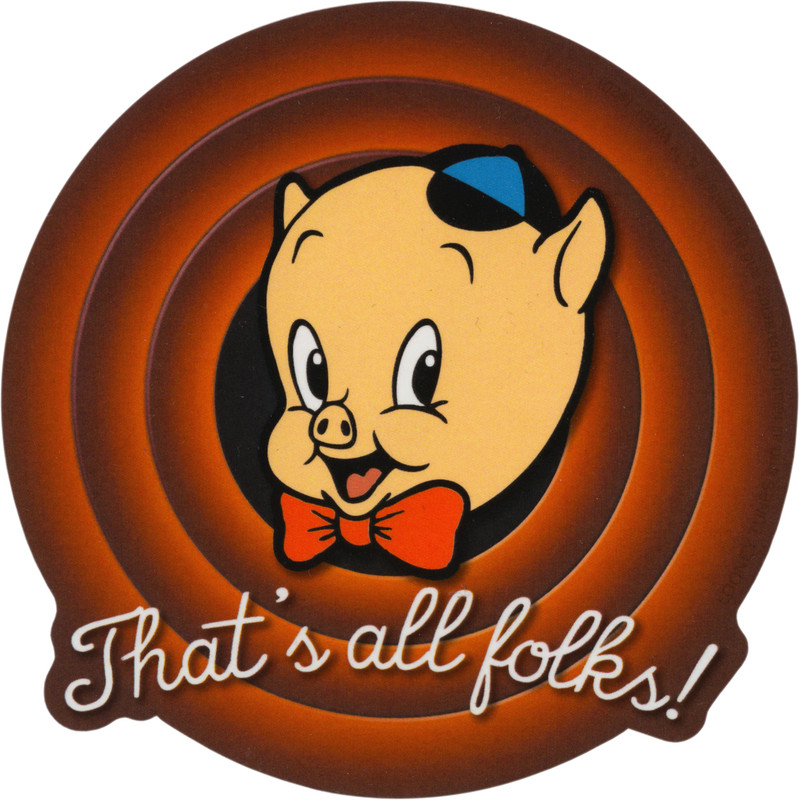 Sticker - Porky Pig That's All Folks Loony Tunes Cartoon Retro 4" Decal #5785