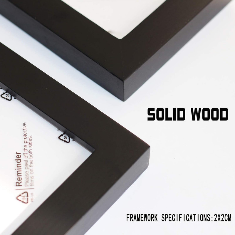 20x20 Black Solid Wood Frames with Mat, 16x16, 3 Pack gallery