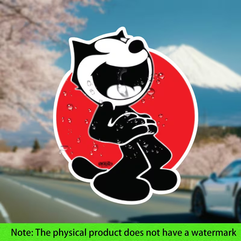 Felix The Cat On Red Sticker Cartoon Vinyl Decal for And Laptops.