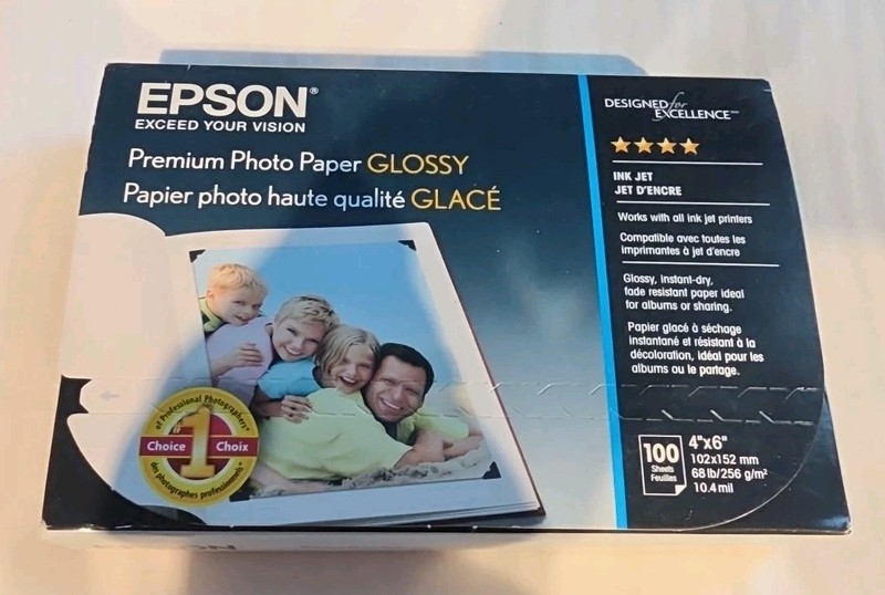 EPSON Premium Photo Paper GLOSSY 4″x6″ 100 Sheets Inkjet Paper NEW