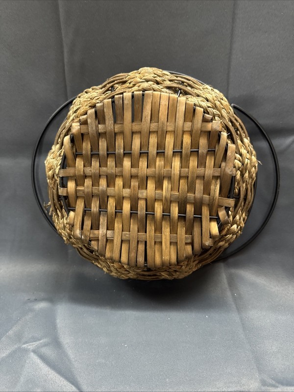 Black Metal & Woven Wicker Basket - Double Handle - Rustic Farmhouse Decor gallery