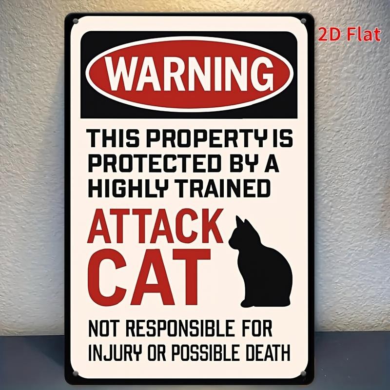 8×12 Inch Retro Cat Warning Sign Metal Poster