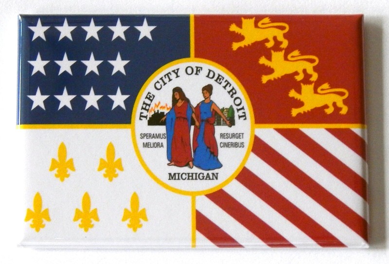 Flag of Detroit Michigan FRIDGE MAGNET