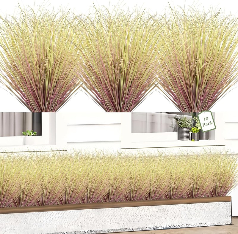 10 Bundles Fake Grass Plants Artificial Plants Outdoor Faux Plants Tall Shrubs W