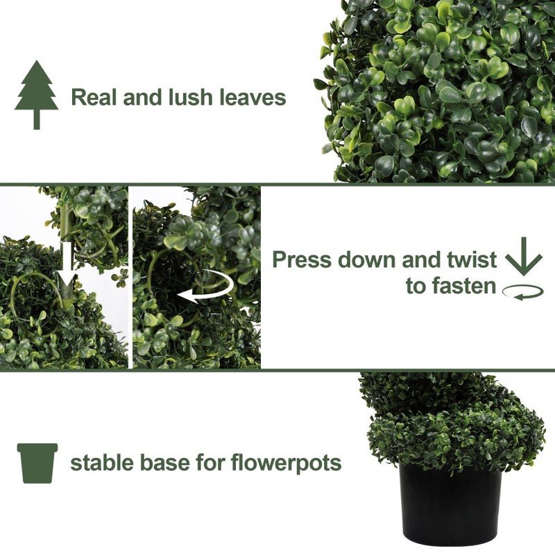 7FT Spiral Topiary Trees Artificial Outdoor Faux Plants Twisted Green Potted gallery