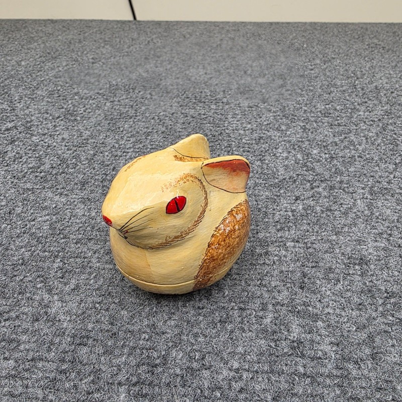 Vintage Papier Mache Rabbit Trinket Box Hand Painted India Sara's Imports 3 gallery