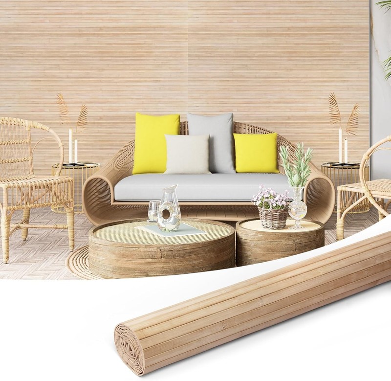 Art3d Bamboo Wall Panels for Interior Wall Decor48″H x 96″L Natural Panels