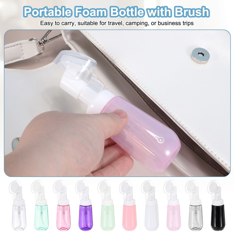 3Pcs 2oz / 60ml Foam Pump Bottle with Brush, Clear(Conical) gallery