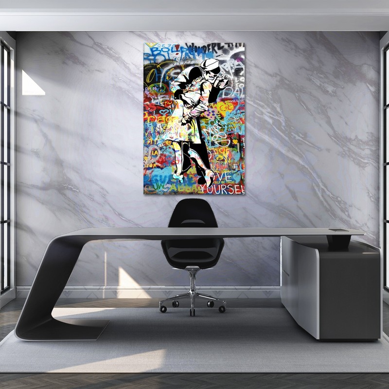 World War End Kiss Graffiti Wall Art Banksy Printable Poster Ready to Hang Gift gallery