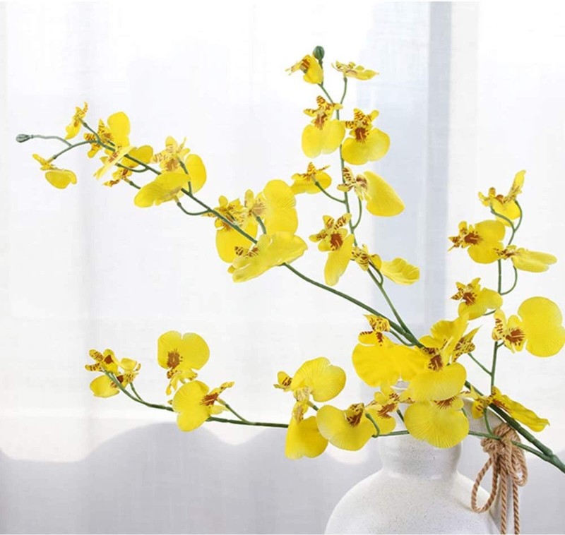 Artificial 39in Orchids Flowers 12PCs Silk Dancing Lady Orchids Yellow gallery