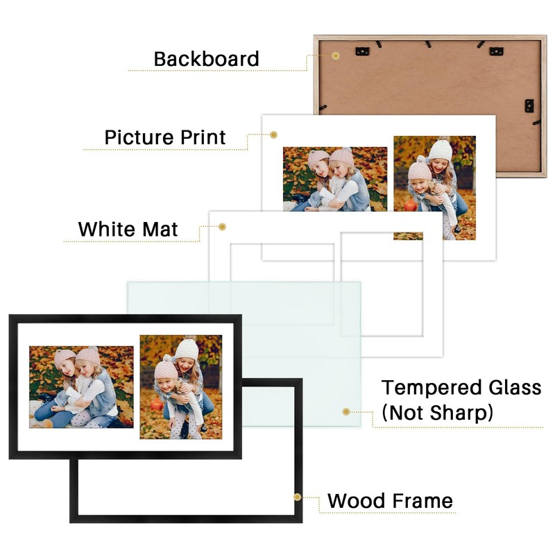 Golden State Art, 8x10 Collage Picture Frame - Solid Wood with Tempered Glass... gallery