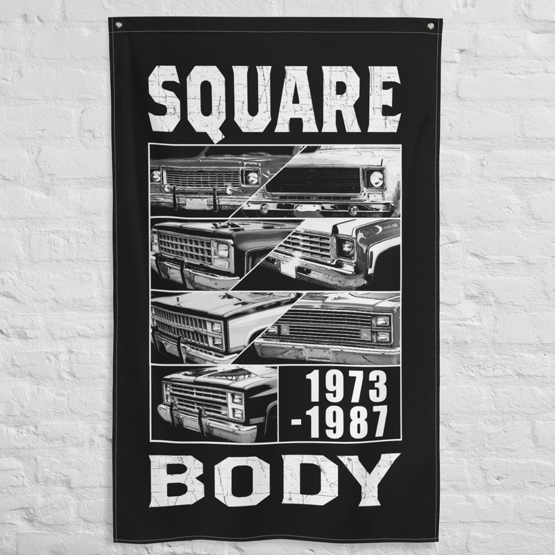 Square Body Truck Flag, Squarebody C10, 34″X56″ Garage Decor, Dorm, Man Cave