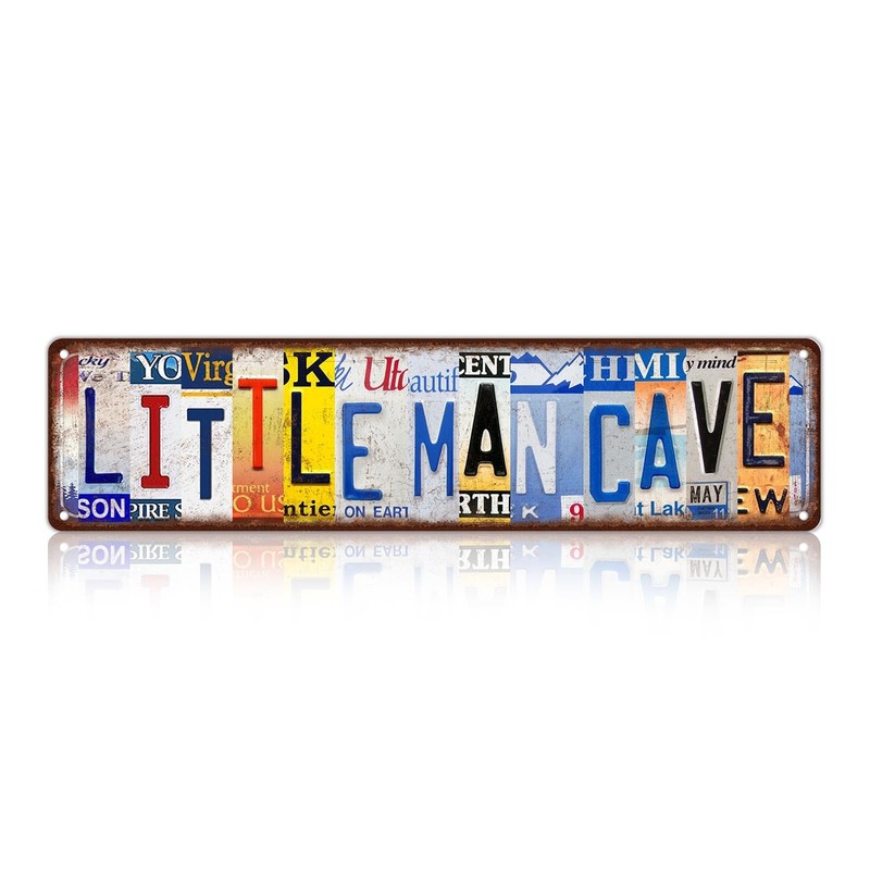 Vintage Little Man Cave Decor Street Signs Metal Tin Signs 16 x 4 Inches