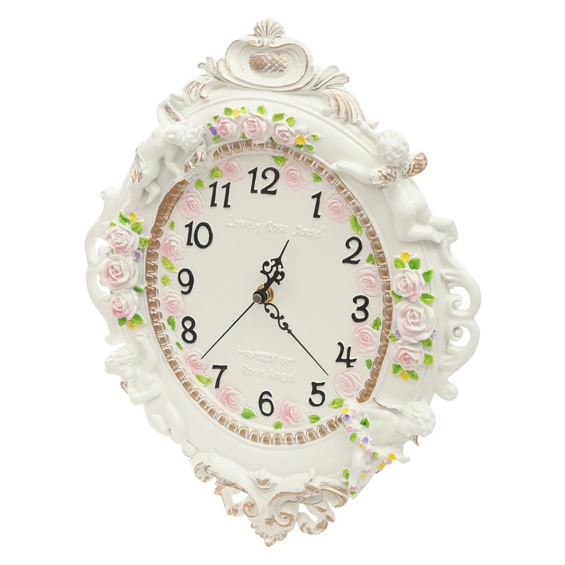 White Ellipse European Style Wall Clock for Decoration Lower Noise 2kg/4.41lbs gallery