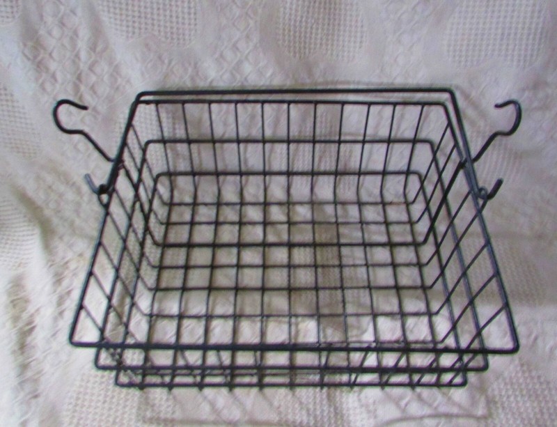 Rustic Farmhouse Vintage Hanging Wire Metal Basket, Handled Also