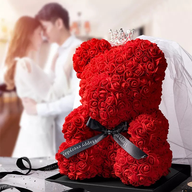 Wedding Rose Teddy Bear With Box For Women Valentines Girlfriend Birthday Gifts gallery