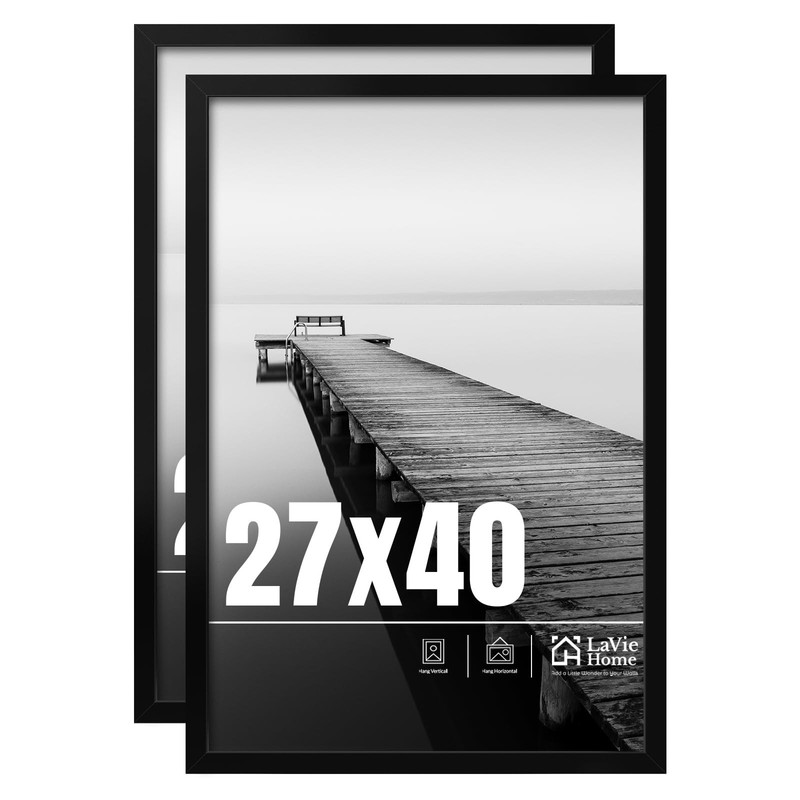 27×40 Picture Frame 2 pack, Display Pictures 27 x 40 Poster Frame, 27×40 Blac…