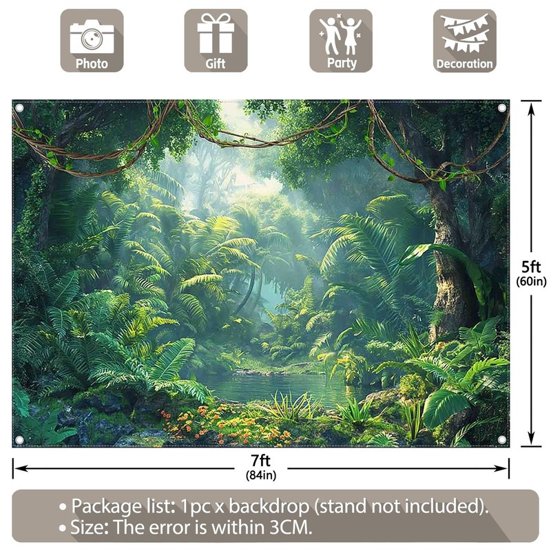 ZTHMOE Fabric 7x5ft Jungle Forest Photography Backdrop Rainforest Tropical Na... gallery