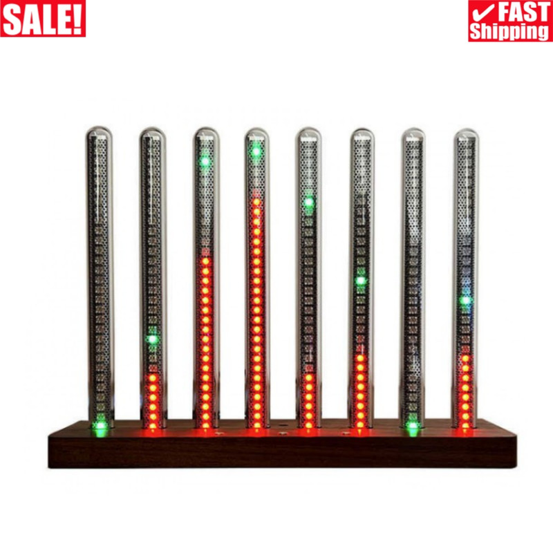 8W30 Walnut Wooden Spectrum Display RGB LED Pseudo Glow Tube Music Rhythm Light