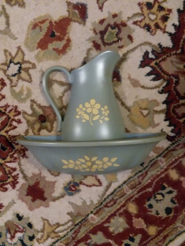 Vintage Homco 6095 Wall Pocket Pitcher & Bowl Planter Farmhouse Decor Wall Art