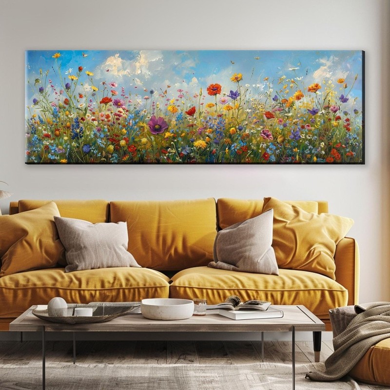 Wildflower Wall Art Panoramic Canvas Print Framed Large Living Room Decor gallery