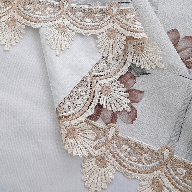 Heavy Duty Vinyl Tablecloth Elegant Floral Lace-Trimmed Tablecloth Vintage gallery