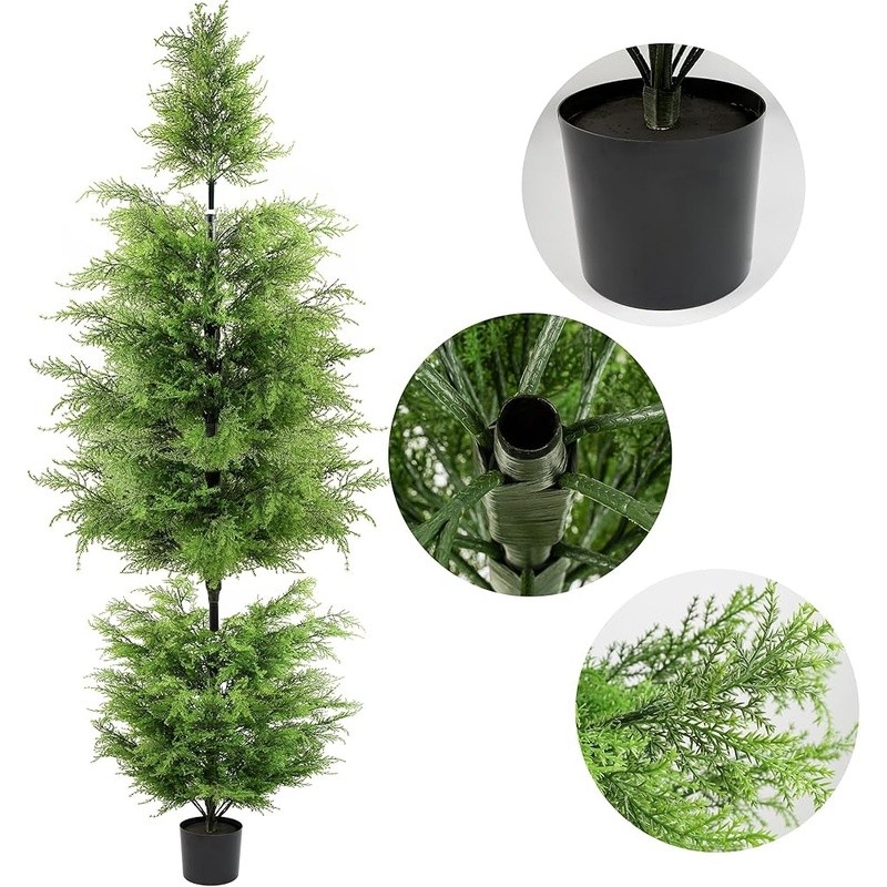 Artificial Cedar Topiary Tree 72in Faux Indoor Outdoor Easy Care Plant New gallery