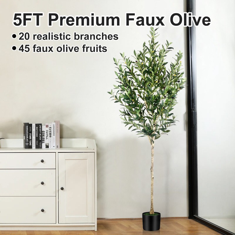 5/6/7Ft Artificial Olive Tree Realistic Faux Fake Plant For Home & Office Decor