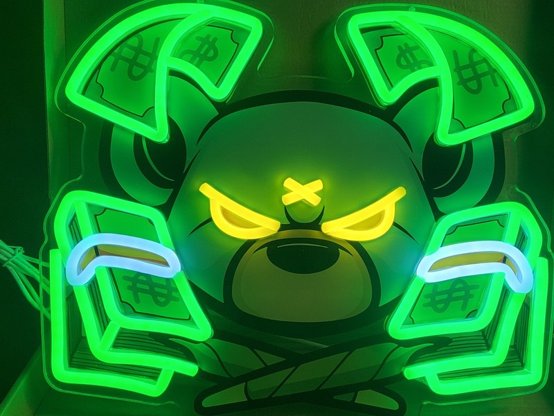 MONEY RAT Green Custom Illuminated Glowing LED Neon Wall Art Sign