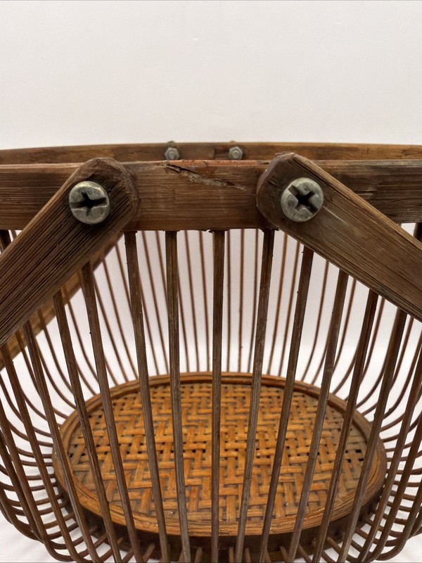 Vintage Handcrafted Japanese Hanakogo Bamboo Flower Basket Rattan Boho Decor gallery