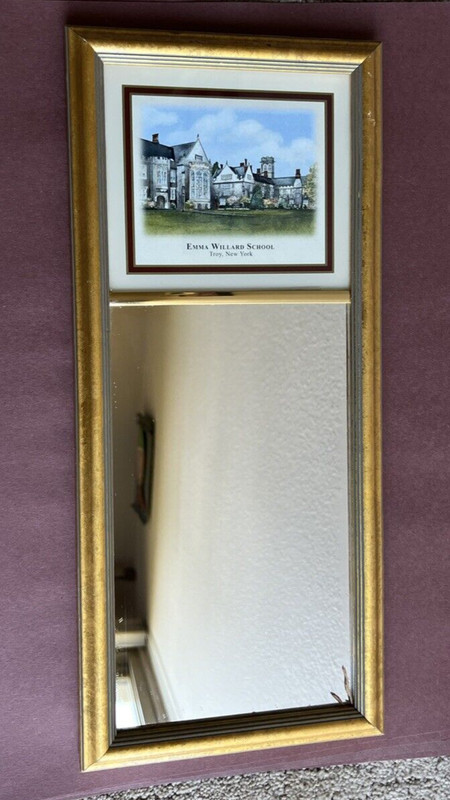 Emma Willard School Troy NY Mirror 16 1/2” X 7 1/4”