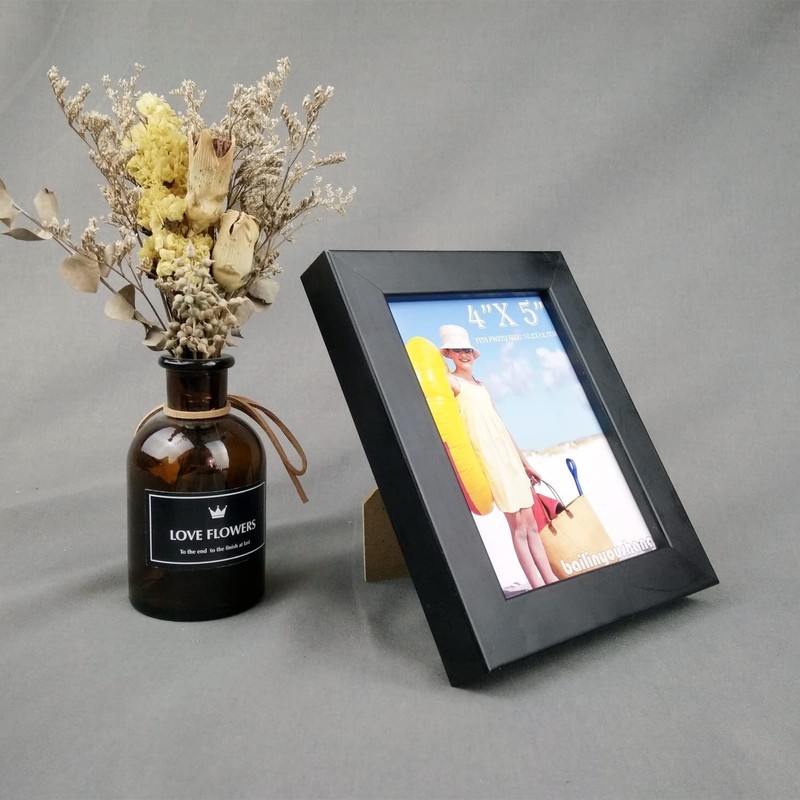 4x5 Picture Frame Black - 5x4 Wooden Photo Frame - Made of Real Wood with Ple... gallery