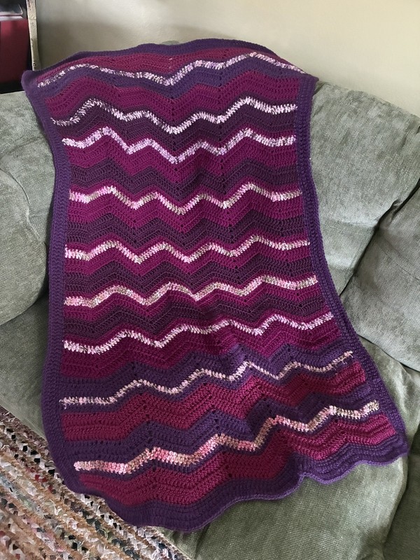 Beautiful Afghan/Throw Hand Crocheted 46x60 Burgundy, Cranberry, Pink &Purple gallery
