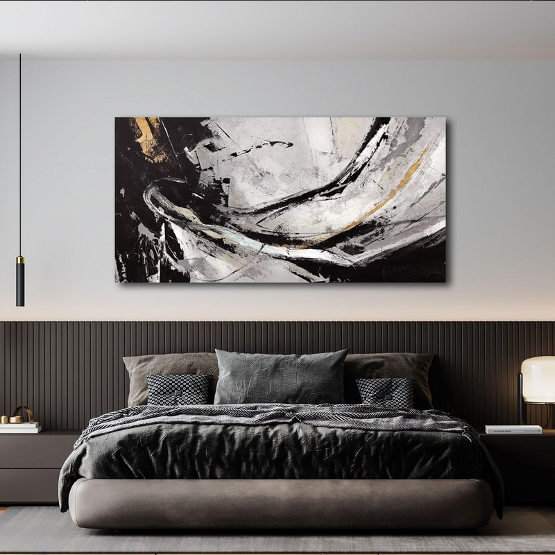 Abstract Canvas Wall Art Gold Decoration Black Art for Living Room Bedroom Ki... gallery