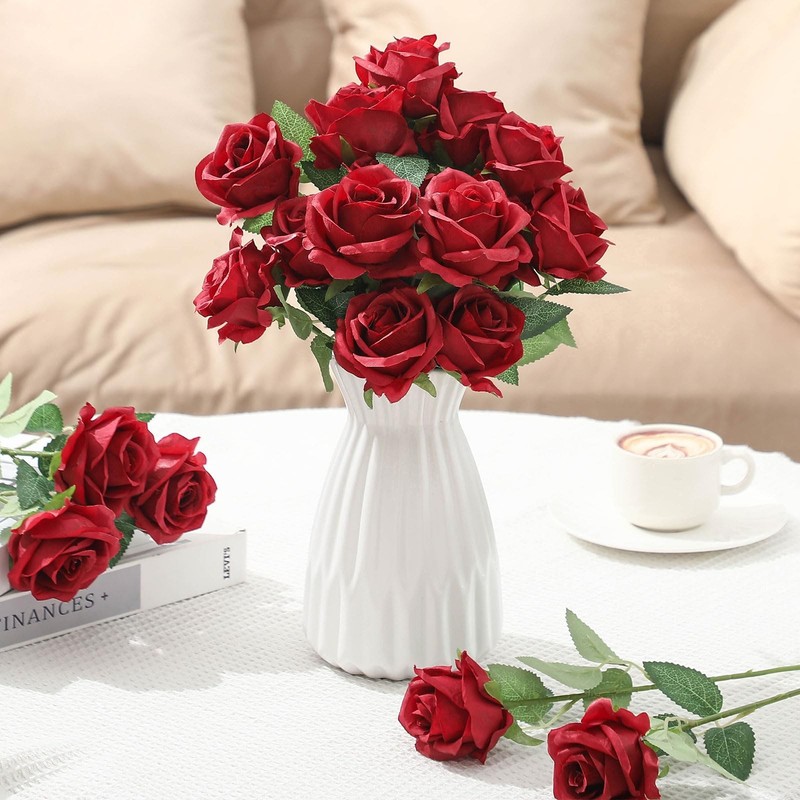 200 Pcs Artificial Roses Realistic Flowers Bulk Real Looking Fake Silk Rose B... gallery