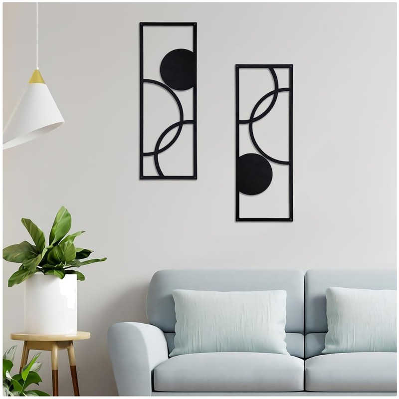 Elegant Black Metal Wall Sculptures – Modern Abstract Design