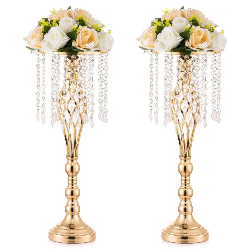 Inweder Gold Vases Centerpieces For Table 21.7 Tall Flower Stand Crystal Patent